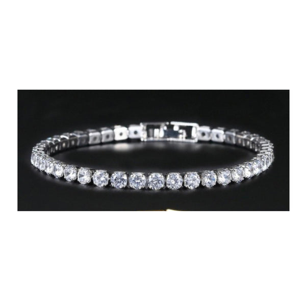 Garnet Lane- SILVER ZIRCON SQUARE CUT TENNIS BRACELET