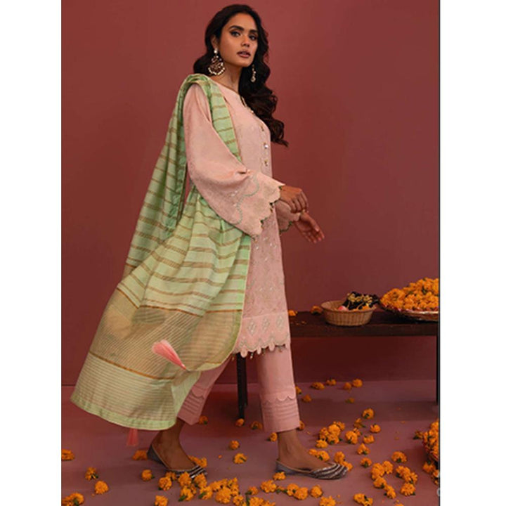 Zellbury- Embroidered Self Jacquard Shirt, Jacquard Dupatta & Cambric Trouser, ZWULCE322043