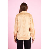 Montivo - Gold Knotted Collar Satin Top