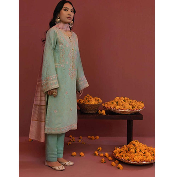 Zellbury- Embroidered Self Jacquard Shirt, Jacquard Dupatta & Cambric Trouser, ZWULCE322044