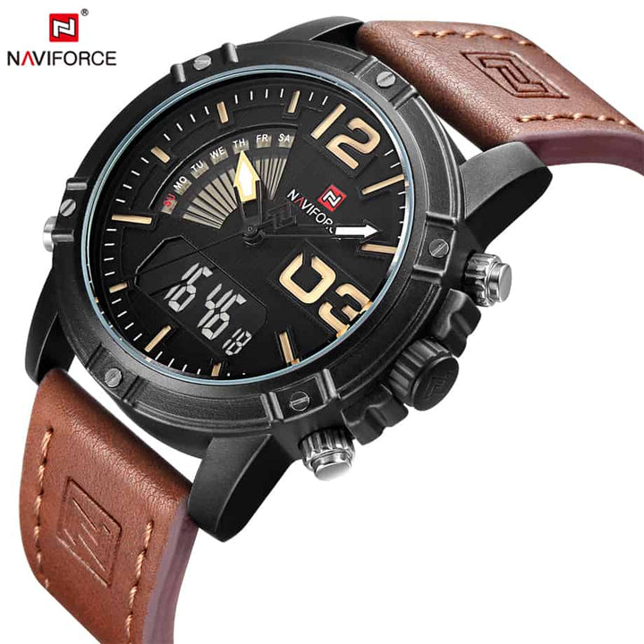 Naviforce - NF9095 Men Dual Movement Watch – Brown