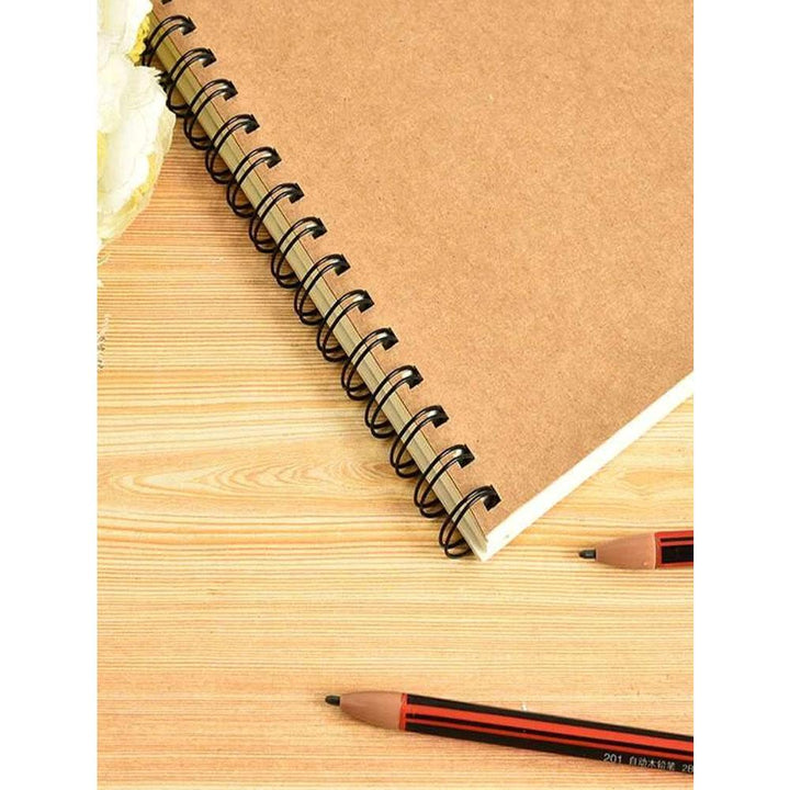 Shein- 1pc Kraft Paper Cover Spiral Sketchbook