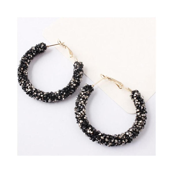 Zardi- Black Shinny Round Hoop Earring