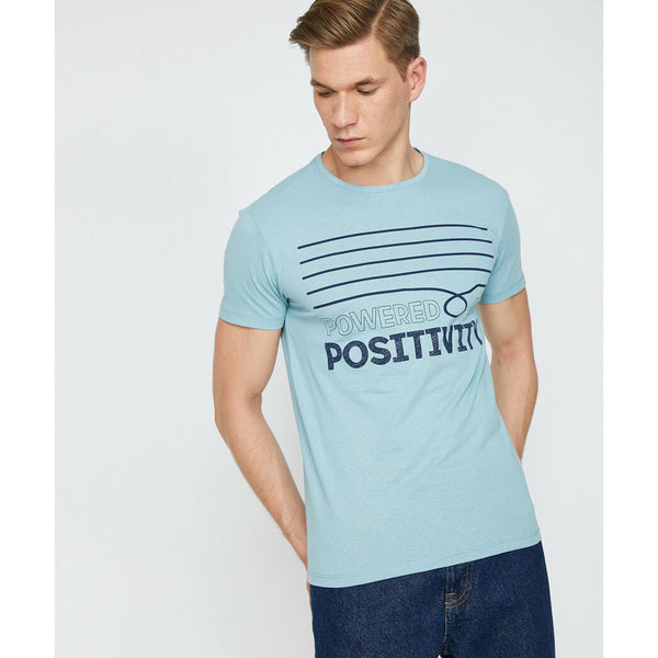 Koton- Letter Printed T-Shirt - Blue