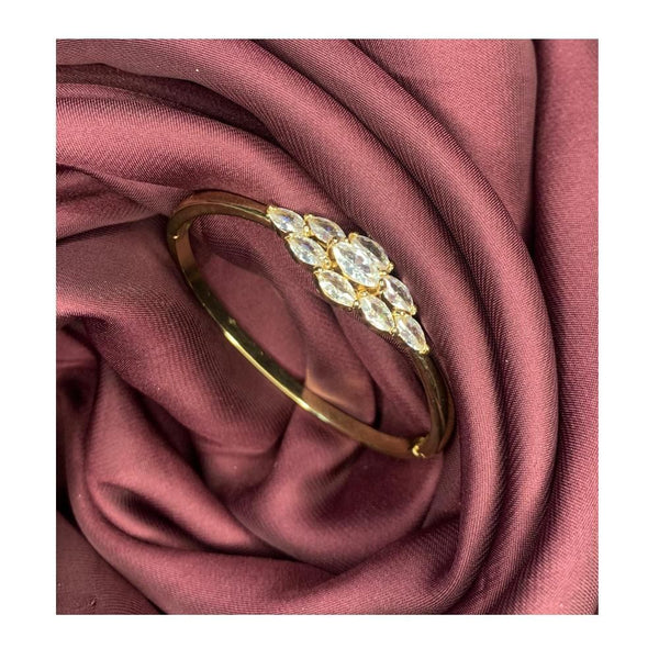 Garnet Lane- GOLD ZIRCON CENTER MOTIF STONED BANGLE