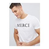 Wf Store- MERCI Printed Half Sleeves Tee (S,M,L,XL) - White
