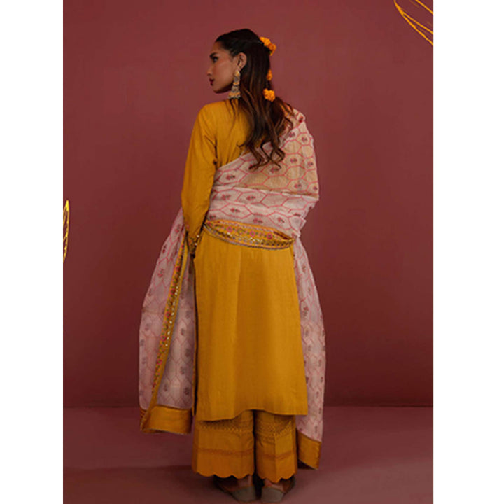 Zellbury- Embroidered Self Jacquard Shirt, Embroidered Organza Dupatta & Khaddar Trouser, WULC21E30279