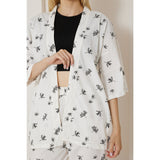 White Printed Kimono Matching Set