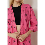 Pink Printed Kimono Matching Set