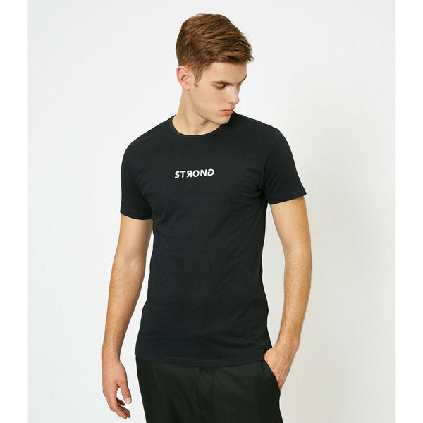 Koton- Letter Printed T-Shirt - Black