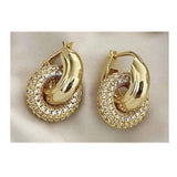 Jewels By Noor- Diamond linked chunky hoops