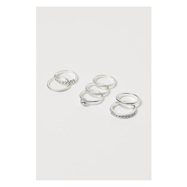 H&M- 7-pack rings- Silver-coloured