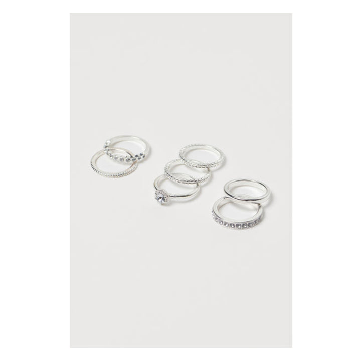 H&M- 7-pack rings- Silver-coloured