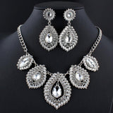The Marshall- Silver Parure Crystal Jewellery Set for Women - TM-ER-33