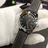 Tomi Black Dial Leather Strap Watch