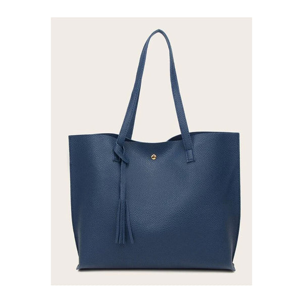 Shein- Tassel Decor Tote Bag- Blue