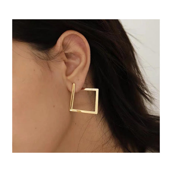 The Marshall- Golden Minimalist Square Irregular Stud Earrings - TM-E-49