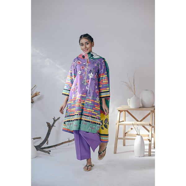 Zellbury- Digital Printed Cambric Shirt, Cambric Dupatta & Cambric Trouser WUW21X30130