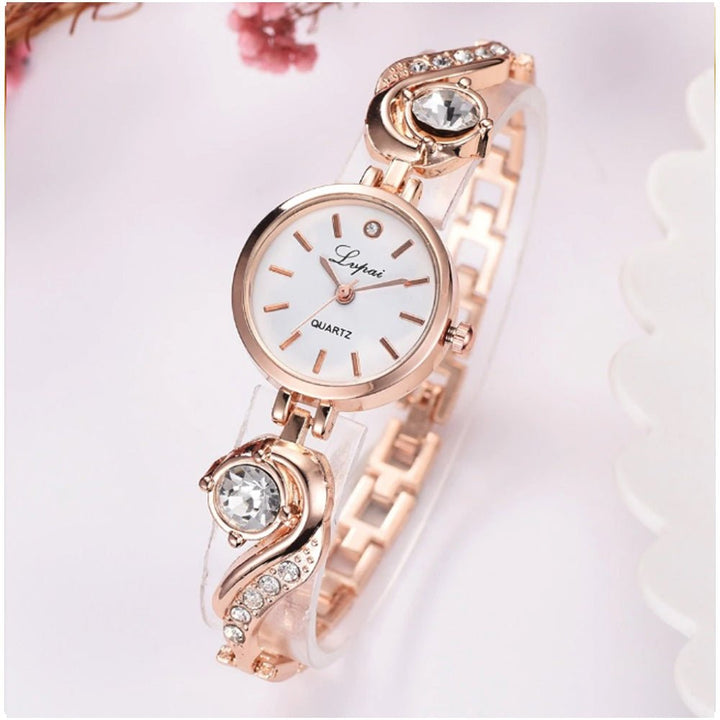 The Marshall- Rose Gold White Rhinestone Luxury Watch for Women - TM-W-20