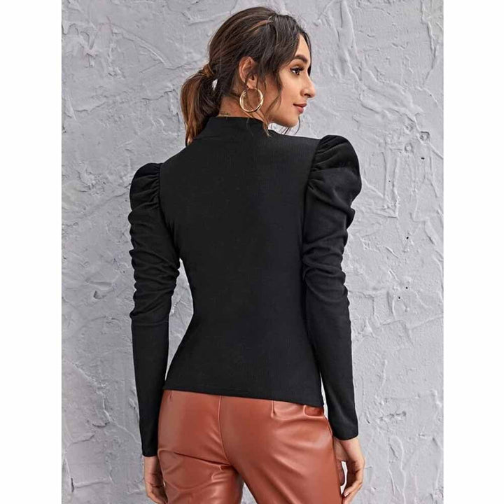 Shein- Mock-neck Gigot Sleeve Top