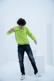 Weave Wardrobe-Men's Basic Plain Solid Sweatshirt - Neon Green