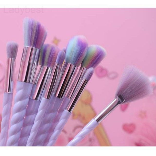 The original Srew Handle Soft Bristle Makeup Brushes 10 Pcs