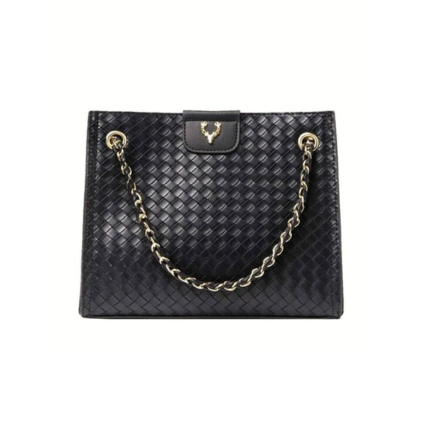 Shein- Black Braided Chain Tote Bag