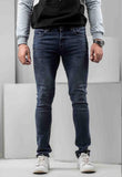 Ignite- Mens Fashion Crude Distressed Jeans - Dark Wash