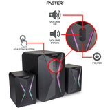 FASTER RGB Lighting Mini Gaming Speaker with Subwoofer 20W