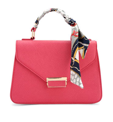 Zaha- Pink Scarf Details Magnetic Snap Closure Tote Bag