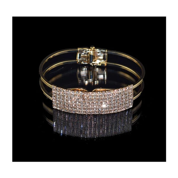 The Marshall- Crystal Gold Plated Cuff Bracelet for Women - TM-BT-25