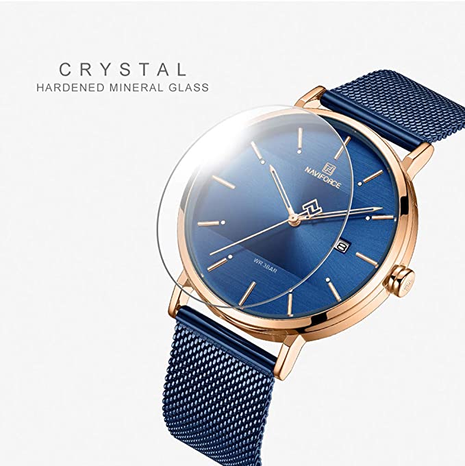 NAVIFORCE- Women's Analog Quartz Watch with Stainless Steel Bracelet NF3008 Blue
