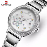 Naviforce- Diamond Lady Stainless Steel Quartz Watch With Brand Box - NF5016