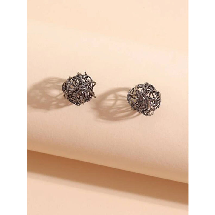 Shein- Hollow Out Stud Earrings- Gun Black