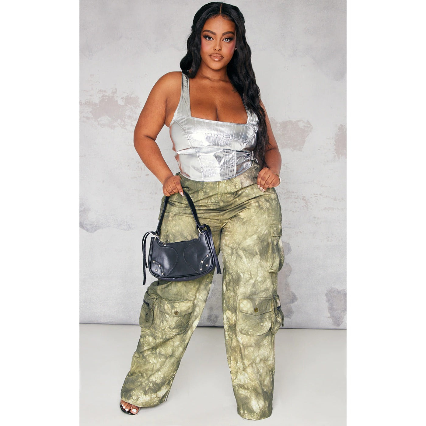 Khaki Camo Printed Cargo Trousers - Vivi – Rebellious Fashion