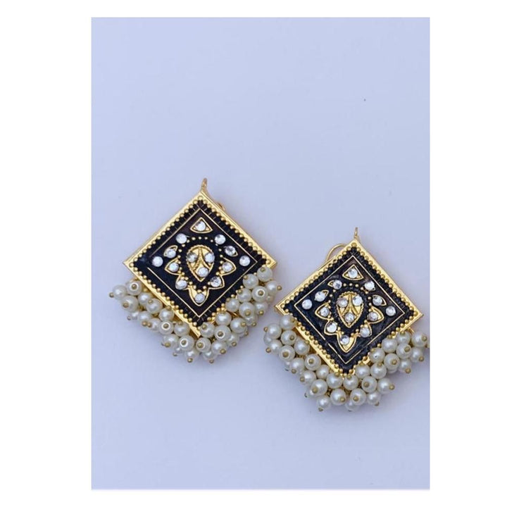 Jewels By Noor- Black kundan gajra earrings