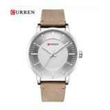 Curren- Simple Clock Casual Leather Watch Masculino For Men- 8332- Light Brown