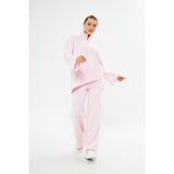 Montivo - Zipper Cross Hem Pink Sweatshirt