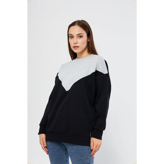 Montivo - Two Tone Side Zipper Oversized Sweatshirt