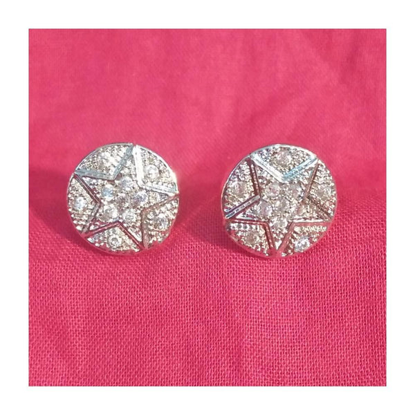 Zardi- Silver Stud Star Design Earring - Zircon