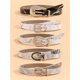 Shein- 5pcs Marble Print Buckle Belt With Hole Punch