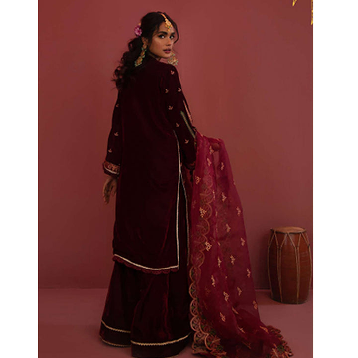 Zellbury- Embroidered Velvet Shirt, Embroidered Organza Dupatta &	Velvet Trouser, WULC21E30281