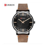 Curren- Simple Clock Casual Leather Watch Masculino For Men- 8332- Dark Brown