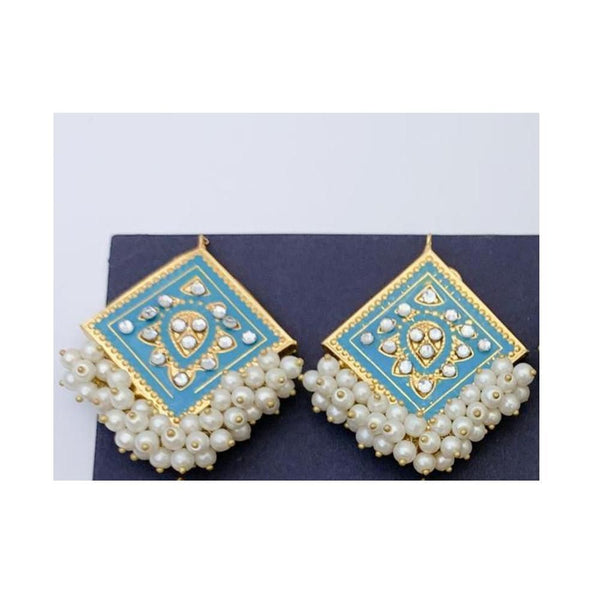 Jewels By Noor- Sea blue kundan Gajra earrings