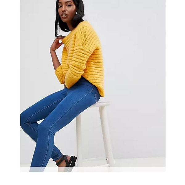 Asos- Noisy May Tall High Waist Skinny Jean In Blue