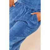 Montivo - Shape Blue Velour Wide Leg Trousers