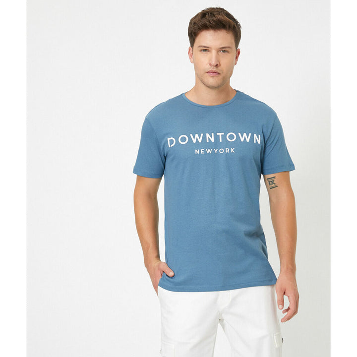 Koton- Letter Printed T-Shirt - Blue