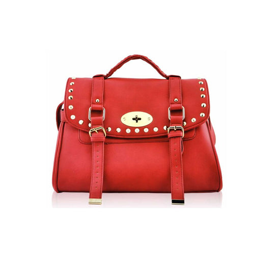 Silk Avenue- Red Buckle Detail Fashion Satchel- LS0053