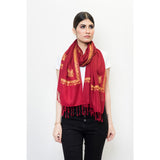 Pashmina Store with Resham Embroidered Border Maroon