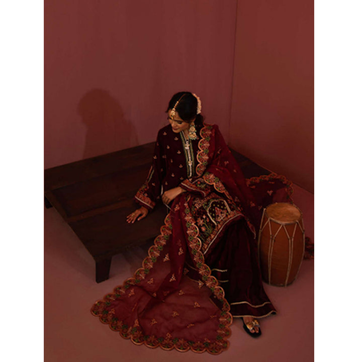 Zellbury- Embroidered Velvet Shirt, Embroidered Organza Dupatta &	Velvet Trouser, WULC21E30281